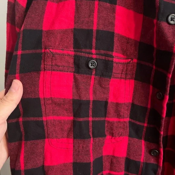 Red and Black Plaid Button Down Shirt for Men Matching Family Outfit - Picture 5 of 6